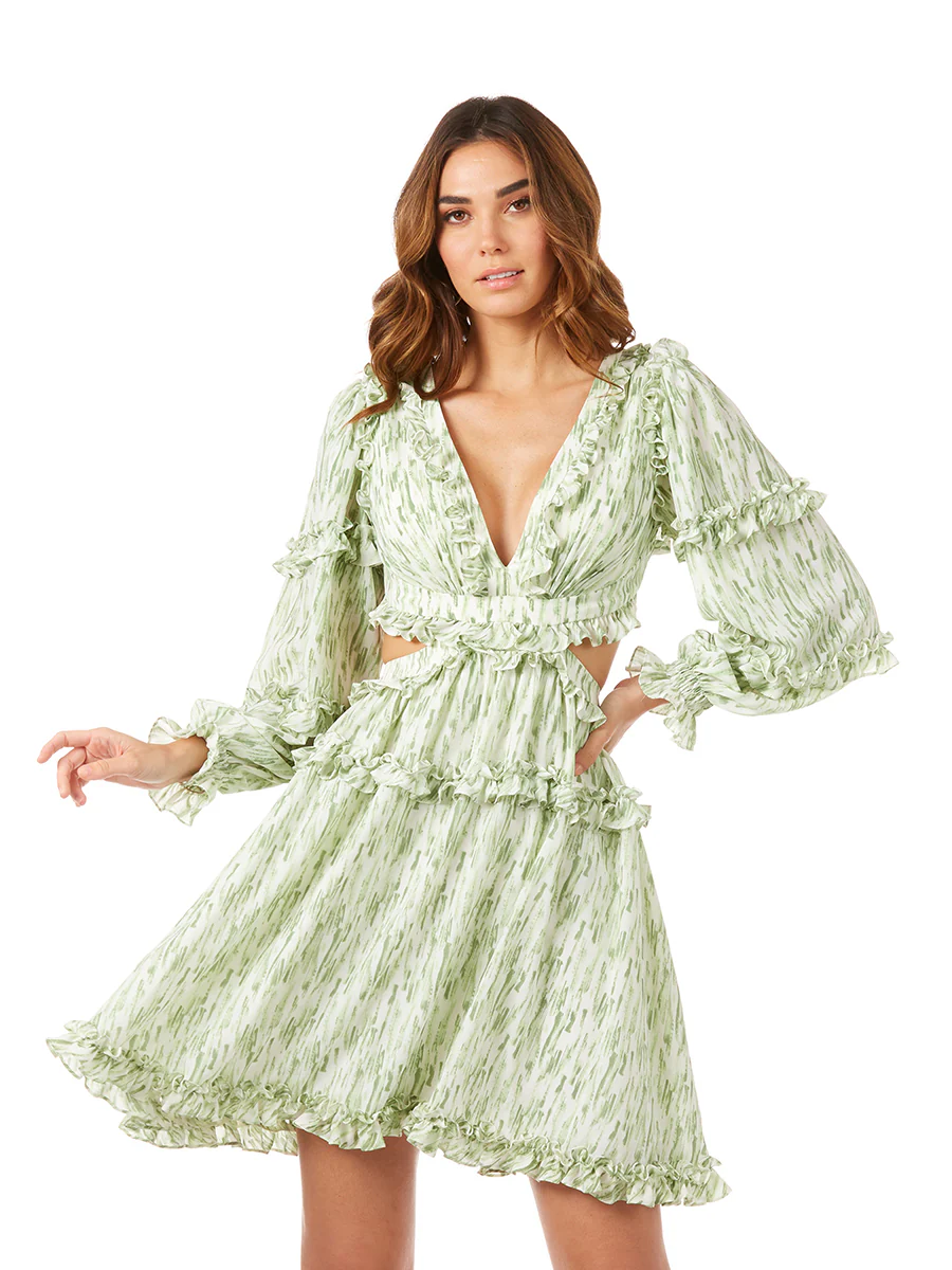 Print Cocktail Short with Cutout and Lace Up Back OUTLET - Image 4