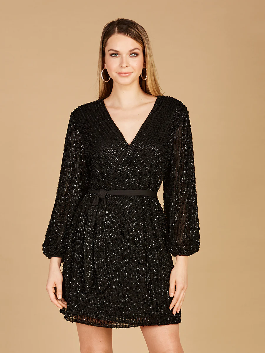 Long Sleeve Cocktail Wrap Dress - OUTLET - Image 3